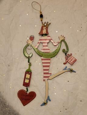 Pink Striped 'Desperate Shopper' Hanging Ornament